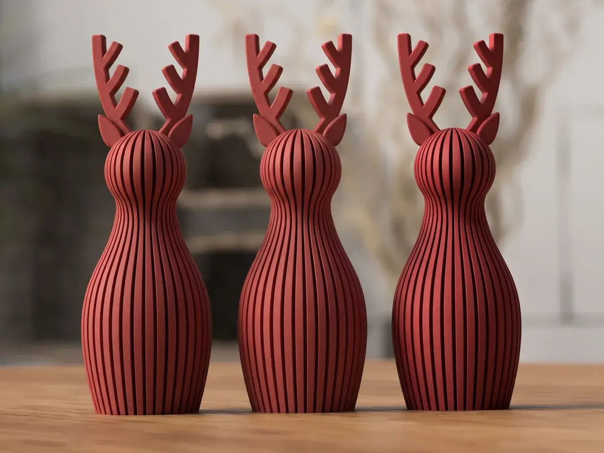 Rentier: Mattes Rot / 23 cm Weihnachtsdekoration re3dline