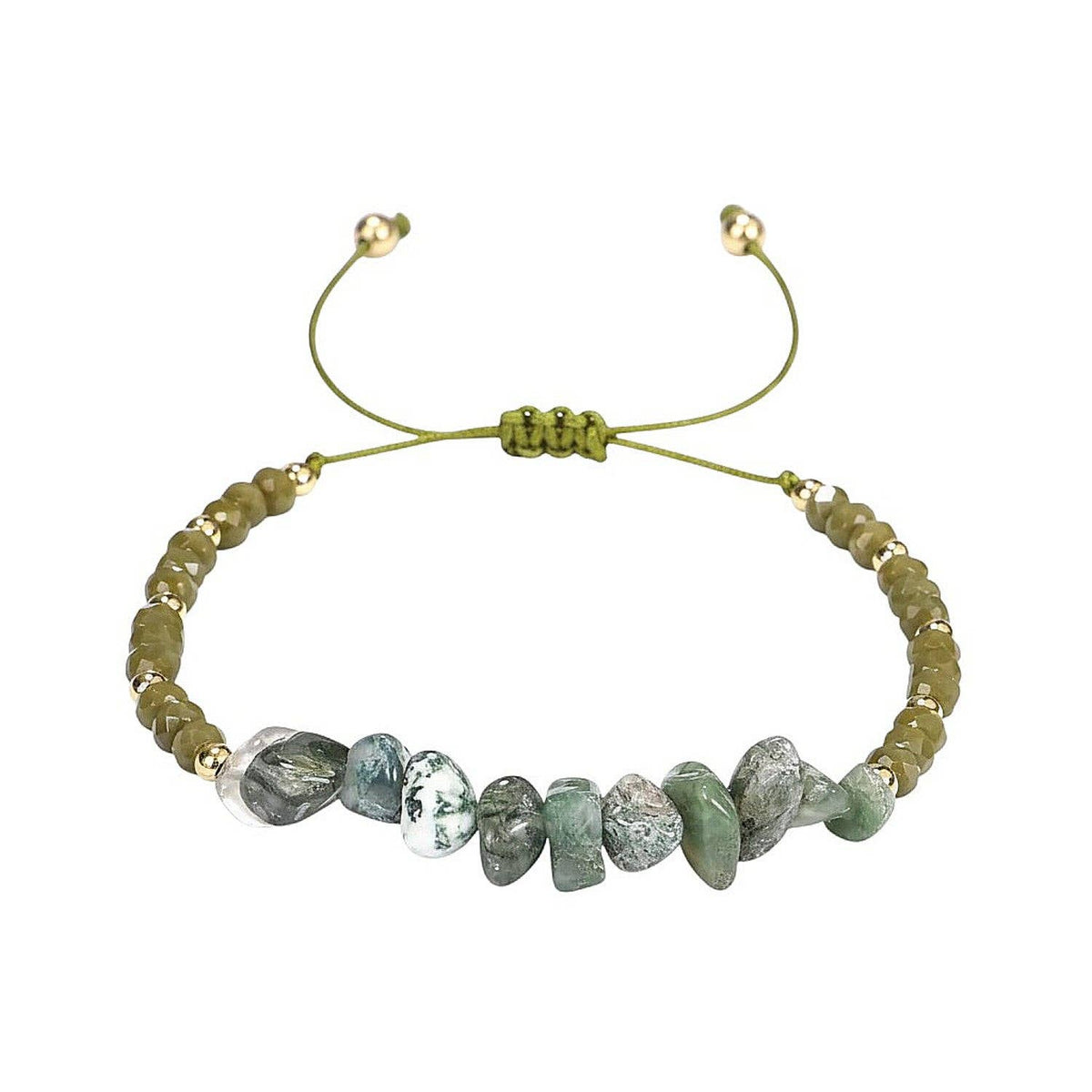 Natursteinarmband mit Glasperlen – Grün | Unisex | Karma Armband Karma