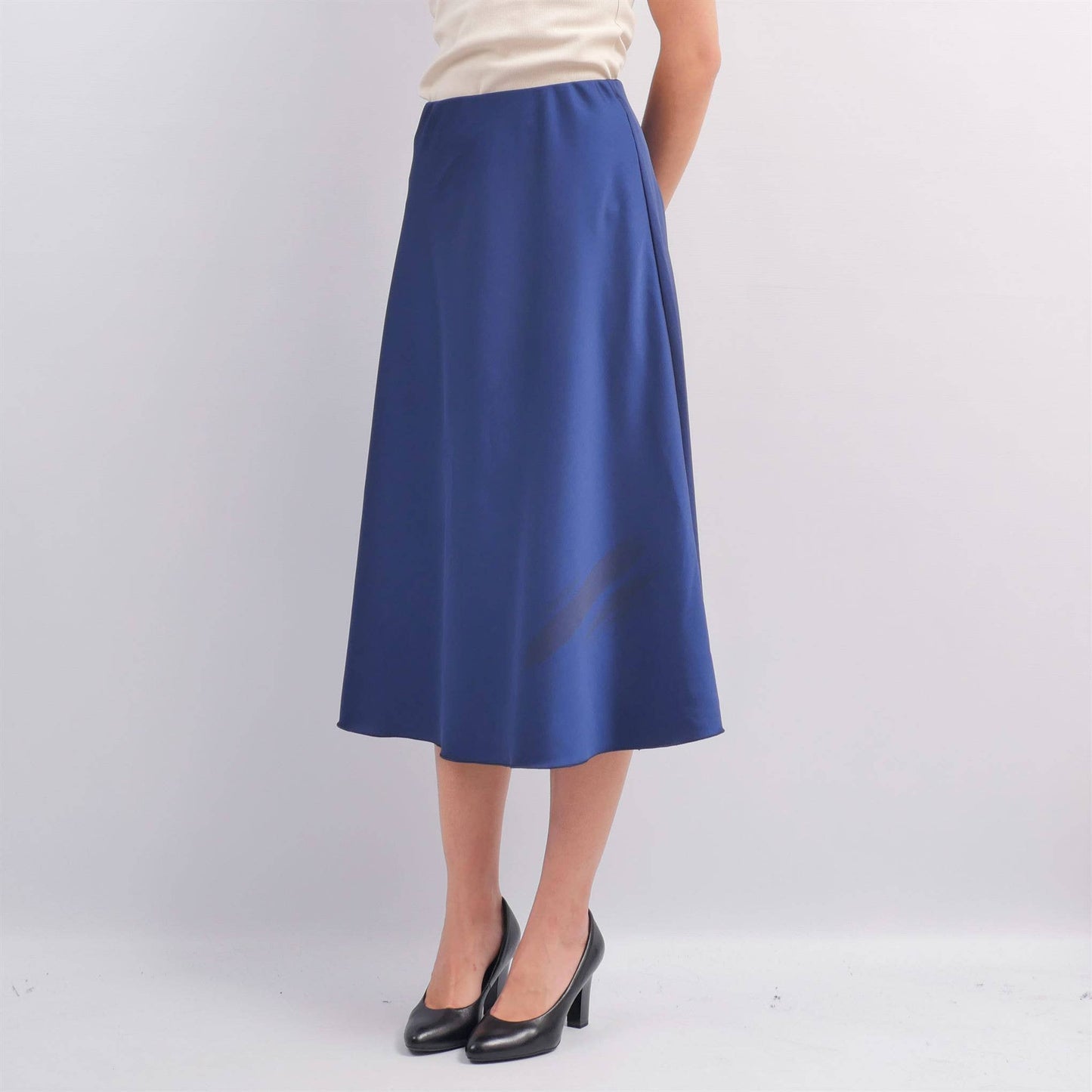 Midirock aus satinierter Viskose – Pflaume