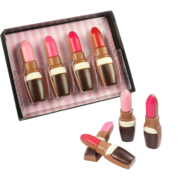 Schokoladen-Lippenstifte – 4er Set aus Milchschokolade | Geschenk Schokolade Das Zierwerk