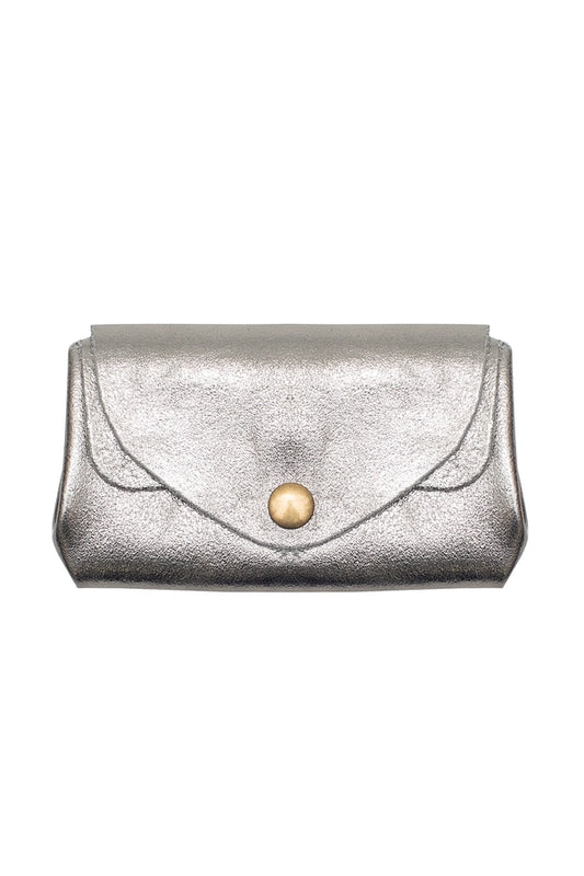Mini-Geldbörse – Metallic-Leder | Silber | Made in Italy