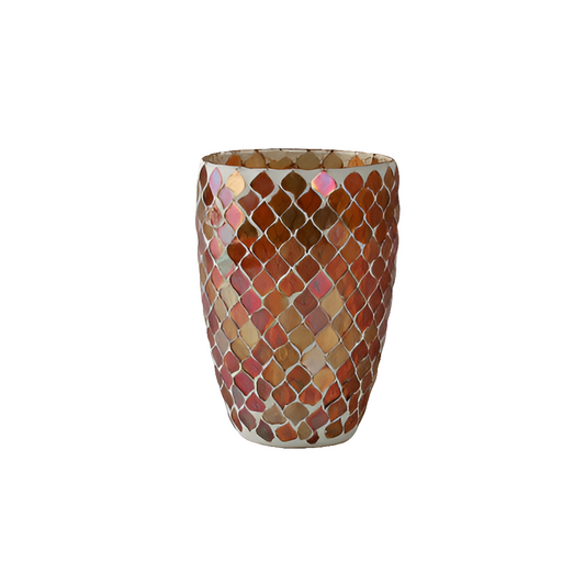 Windlicht aus Glas mit Mosaik – Orange, 12 x 17 cm