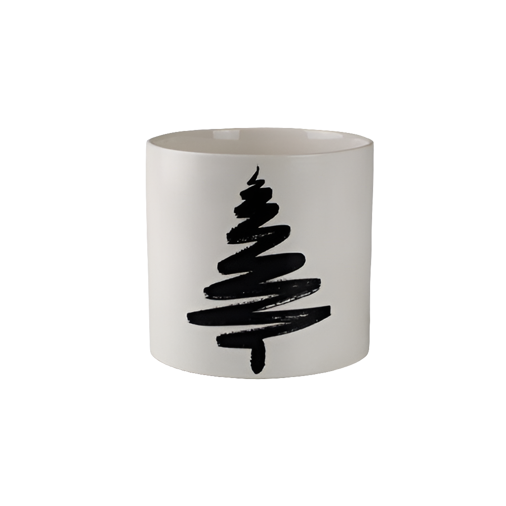 Keramik-Topf „Weiß mit Baum“ – 13 × 12 cm