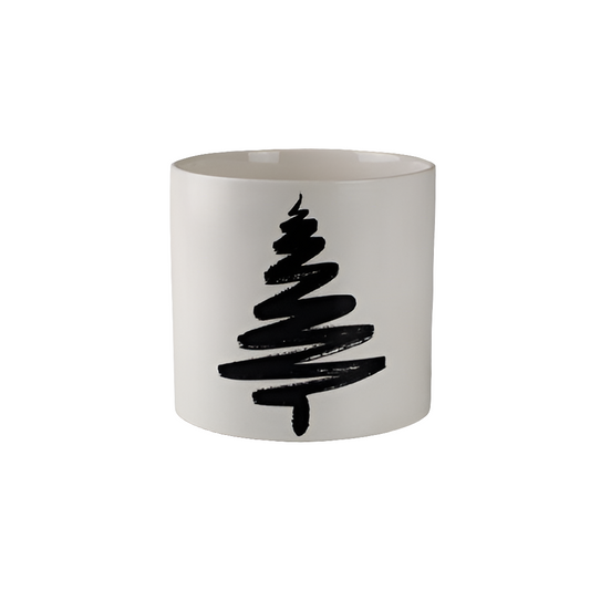 Keramik-Topf „Weiß mit Baum“ – 13 × 12 cm