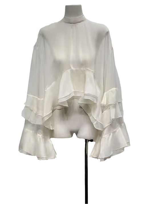 Elegante Seidenbluse mit Volantärmeln