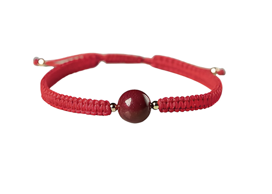 Chinesisches rotes Armband – Naturstein Zinnober | Glücksarmband Unisex