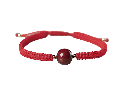 Chinesisches rotes Armband – Naturstein Zinnober | Glücksarmband Unisex