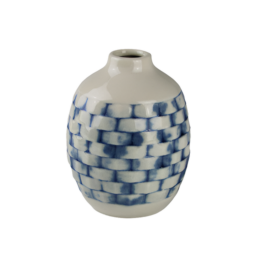 Vase aus Keramik – Blau-Weiß kariert im modernen Look