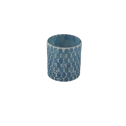 Windlicht aus Glas mit Mosaik – Blau, Ø 8 cm, Höhe 9 cm