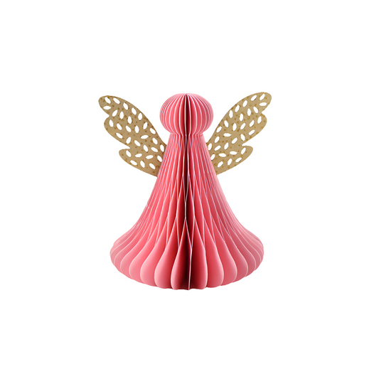 Engel aus Papier – Rosa mit goldenen Flügeln (13 × 20 cm)