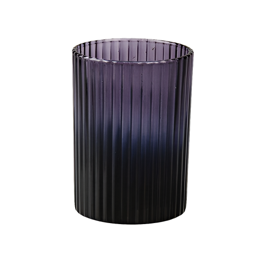 Windlicht Lila Rille – Glas, 7 × 9 cm
