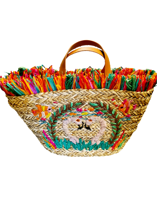 Handgemachte Flamingo-Basttasche – Sommerlaune zum Mitnehmen