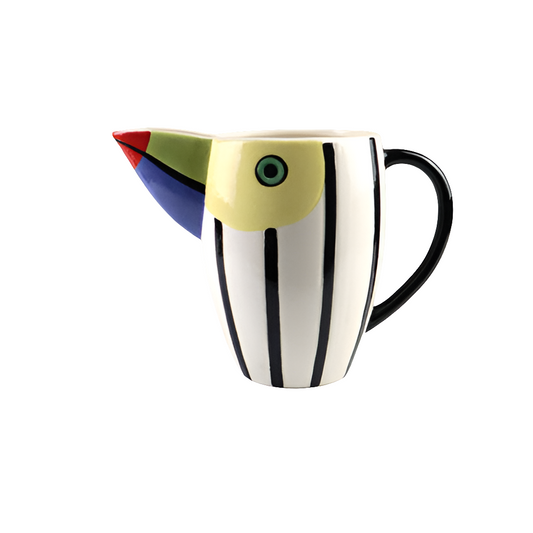 Karaffe Vogel bunt aus Steingut – 28 cm