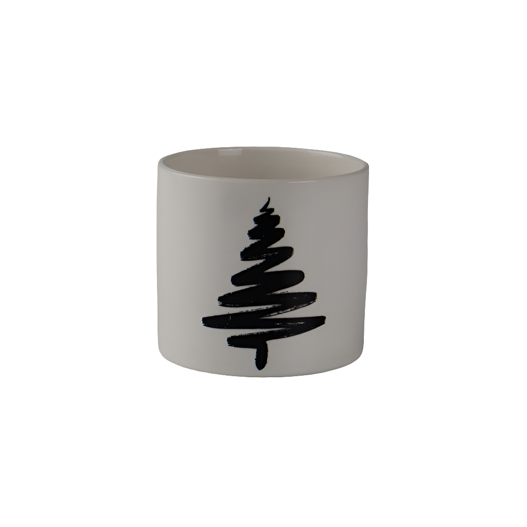 Keramik-Topf „Weiß mit Baum“ – 10 × 9 cm