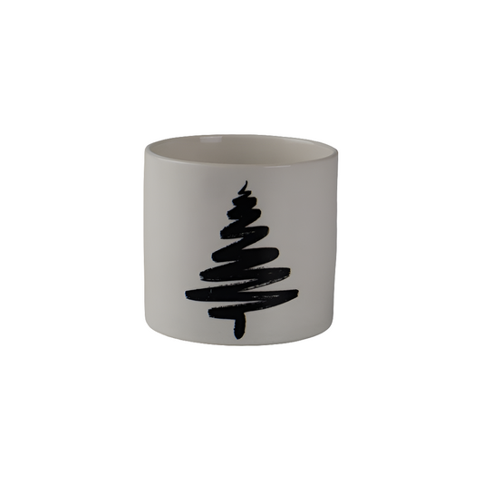 Keramik-Topf „Weiß mit Baum“ – 10 × 9 cm