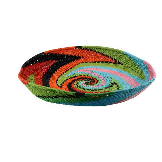 Bunter Korb mit Muster – Ø 52 cm, Höhe 7 cm