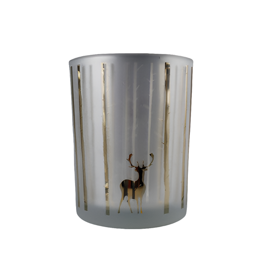 Windlicht „Wald & Hirsch“ – Glas 10 × 13 cm