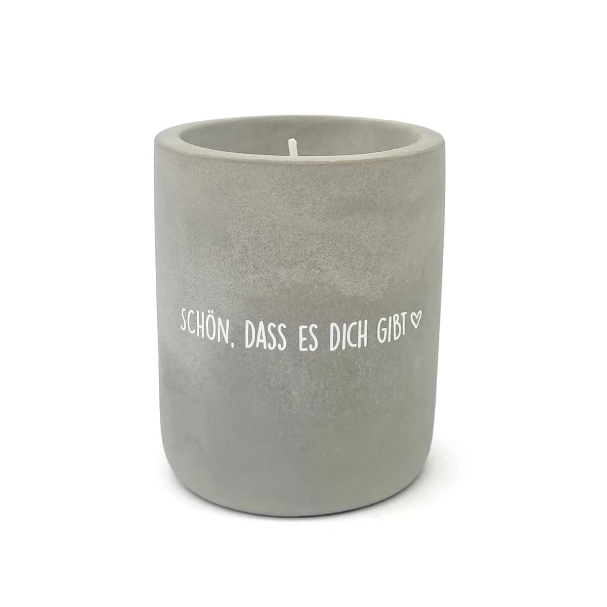 Beton-Kerze „Schön, dass es dich gibt“ grau – liebevolle Geschenkidee Kerze Das Zierwerk
