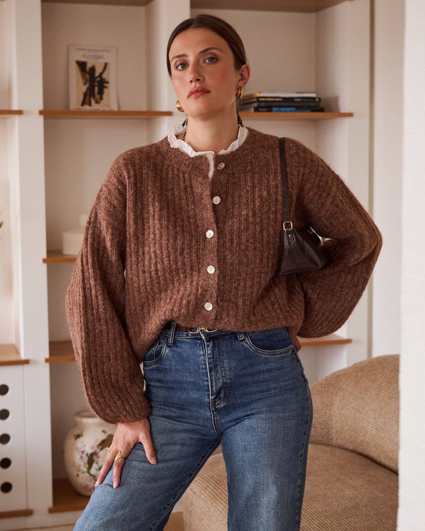Strickjacke – Beige mit Rippenstruktur | IN APRIL 1986 Strickjacke IN APRIL 1986