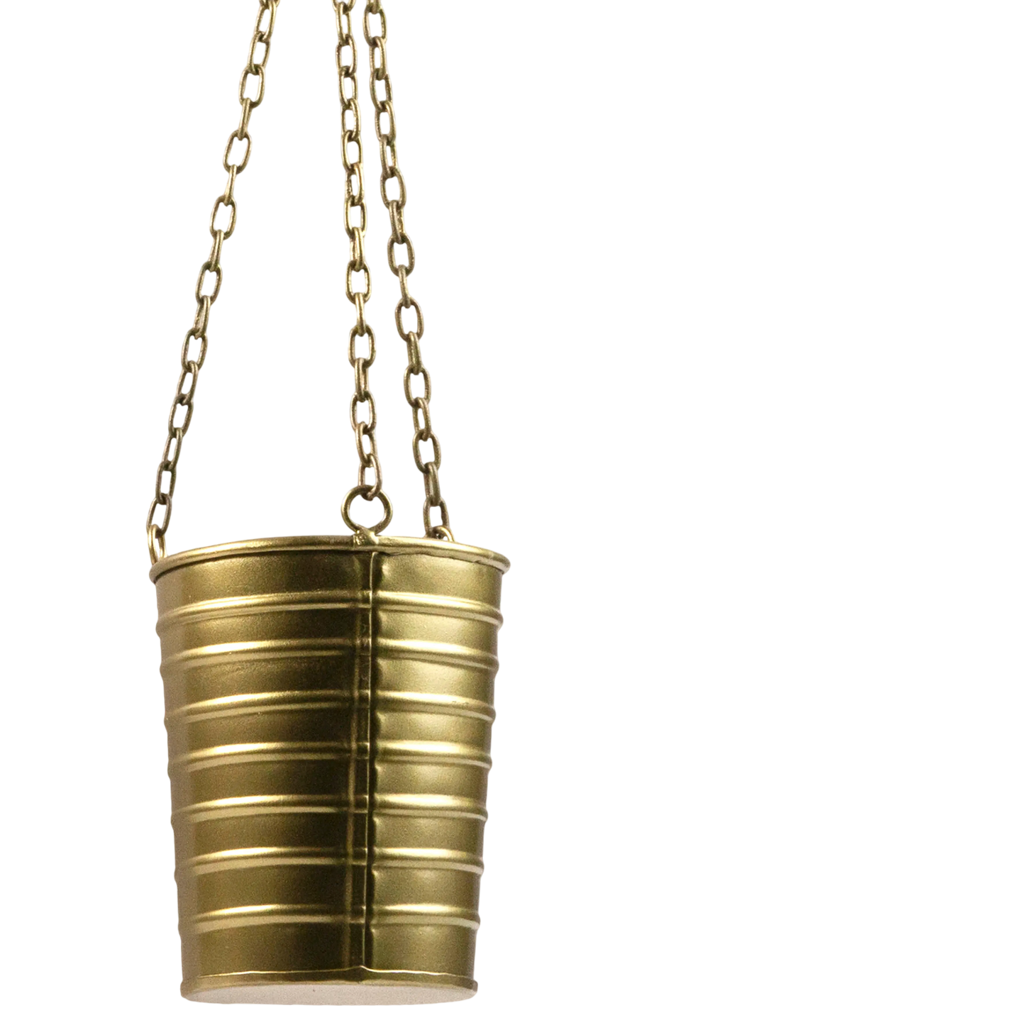 Hängevase im Industriestil – Metallvase mit Kette in Goldoptik