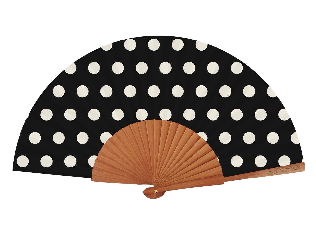 Fächer „Dotty Black“ – 23 cm Polka-Dot-Fächer von Fantastico Fans Ibiza Fächer Fantastico Fans