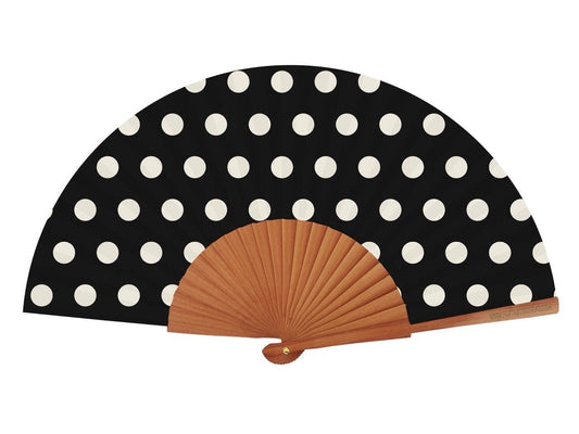Fächer „Dotty Black“ – 23 cm Polka-Dot-Fächer von Fantastico Fans Ibiza Fächer Fantastico Fans