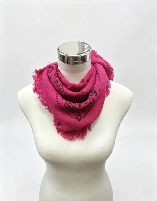 Kleines Quadrat-Halstuch mit Bandana-Motiv – 60×60 cm | Fuchsia | LINETA Schal LINETA