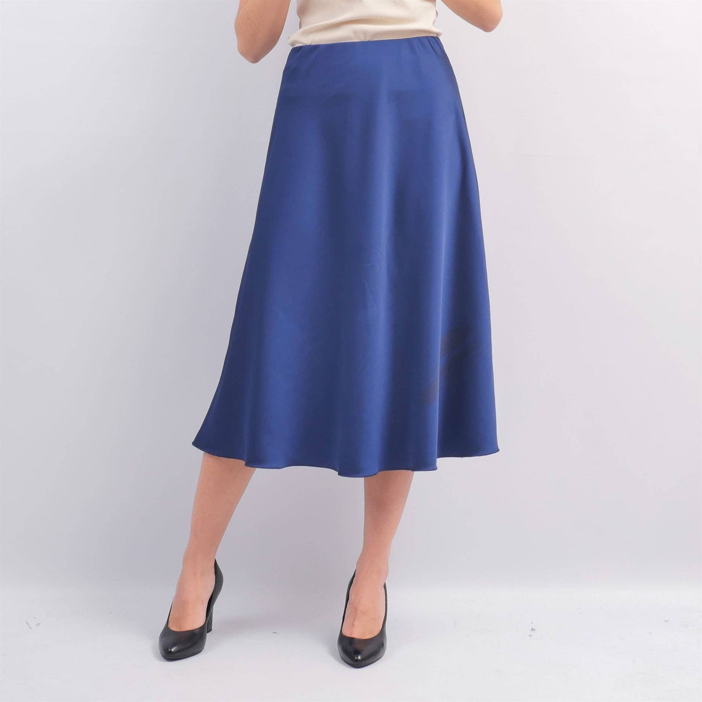 Midirock aus satinierter Viskose – Pflaume