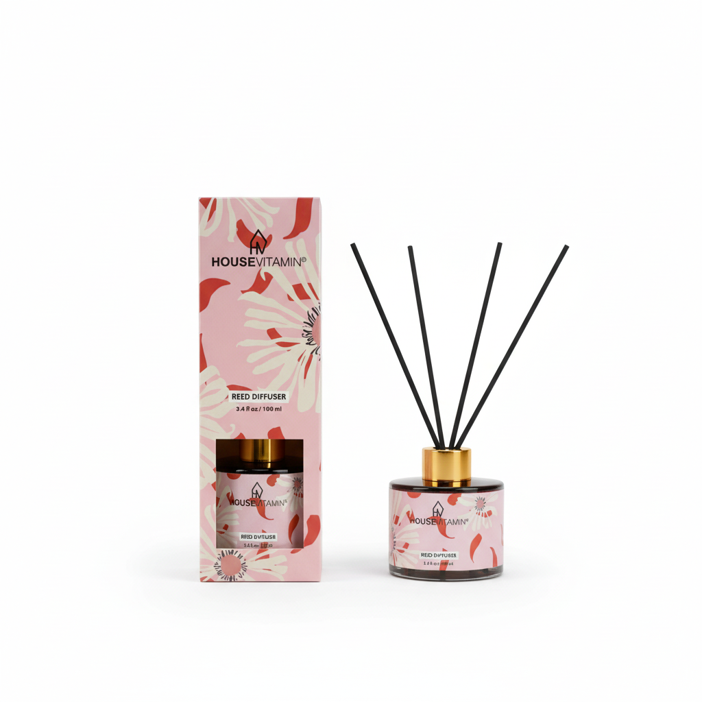 Diffuser mit Rattanstäbchen - Pfingstrose - 100 ml Housevitamin bv