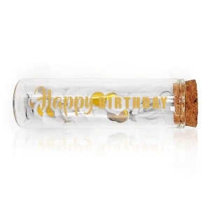 Geldgeschenk-Röhrchen „HAPPY BIRTHDAY“ – Gold mit weißem Konfetti Geldgeschenk Das Zierwerk