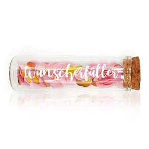 Geldgeschenk-Röhrchen „WUNSCHERFÜLLER“ – Weiß mit rosa Konfetti Geldgeschenk Das Zierwerk