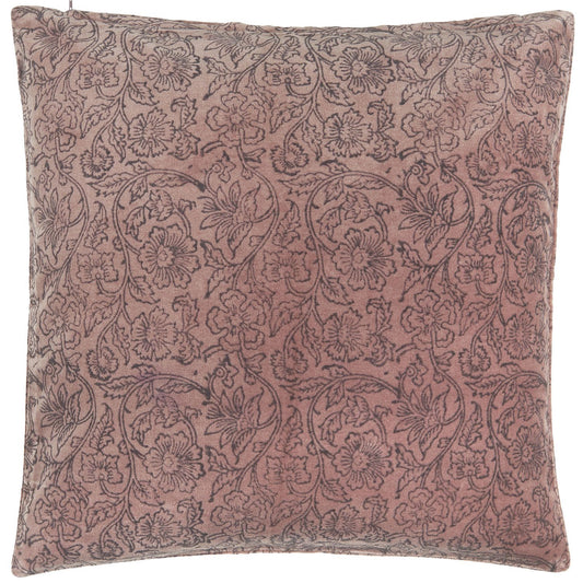IB Laursen Kissenhülle „Peony“ 50x50 cm – Samt Kissenbezug Rosa mit Aufdruck
