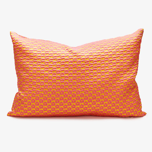 Zierkissen „Flora Pop“ – Pink-Orange in Rechteckform