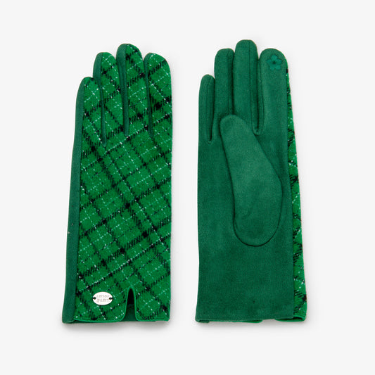 Elegante Damenhandschuhe im Karo-Muster – Grün, Einheitsgröße