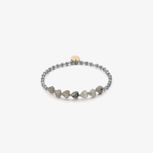 Naturstein-Armband Grau – zart, feminin & mit goldenem Detail
