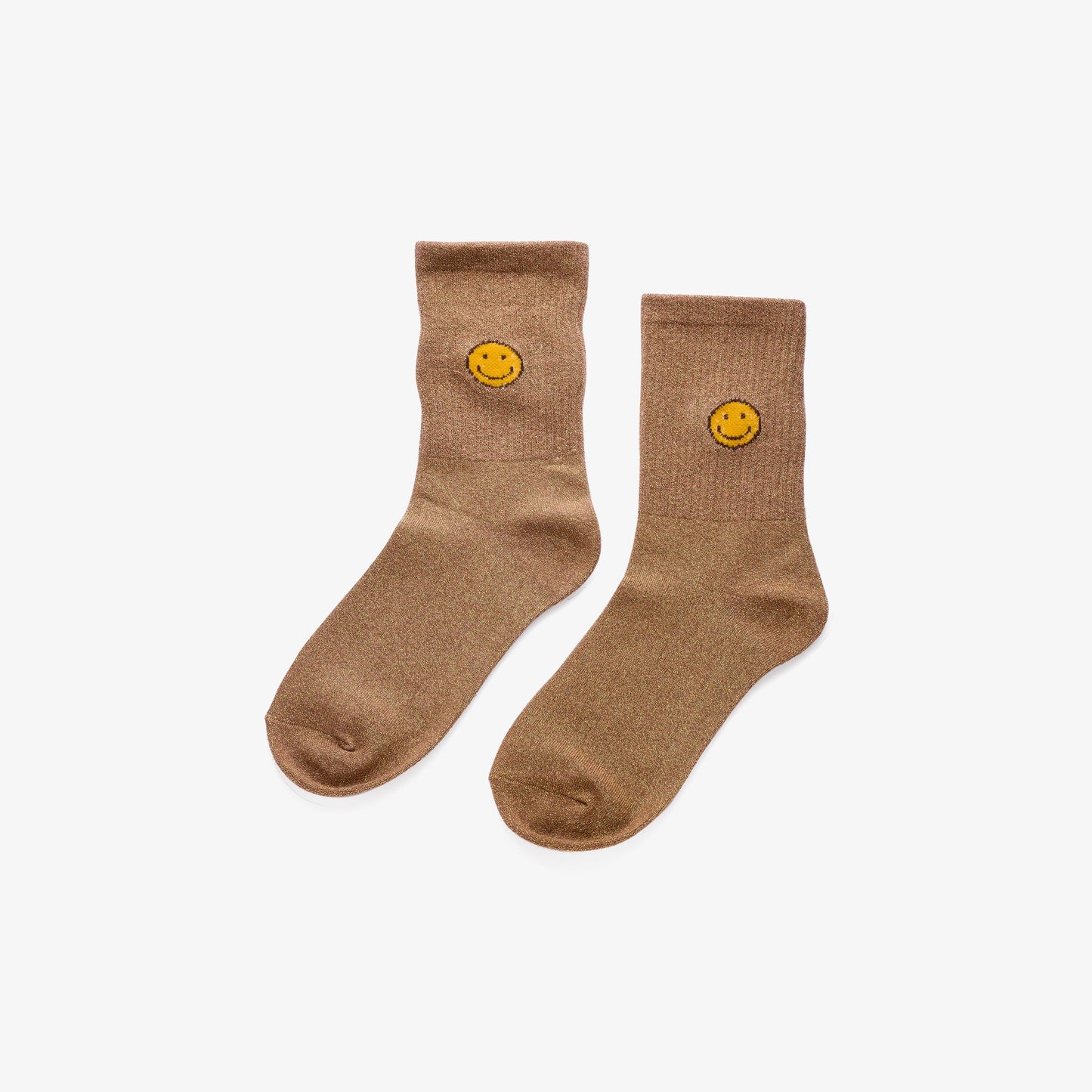 Glitzer-Socken mit Smiley – Gold/Bronze