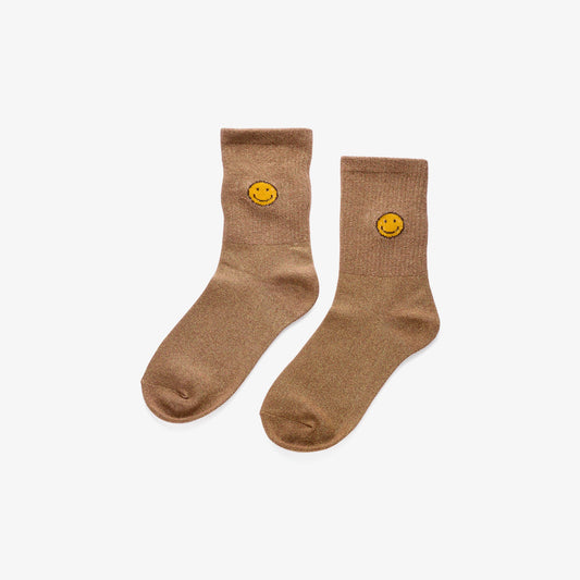 Glitzer-Socken mit Smiley – Gold/Bronze Socken Biba