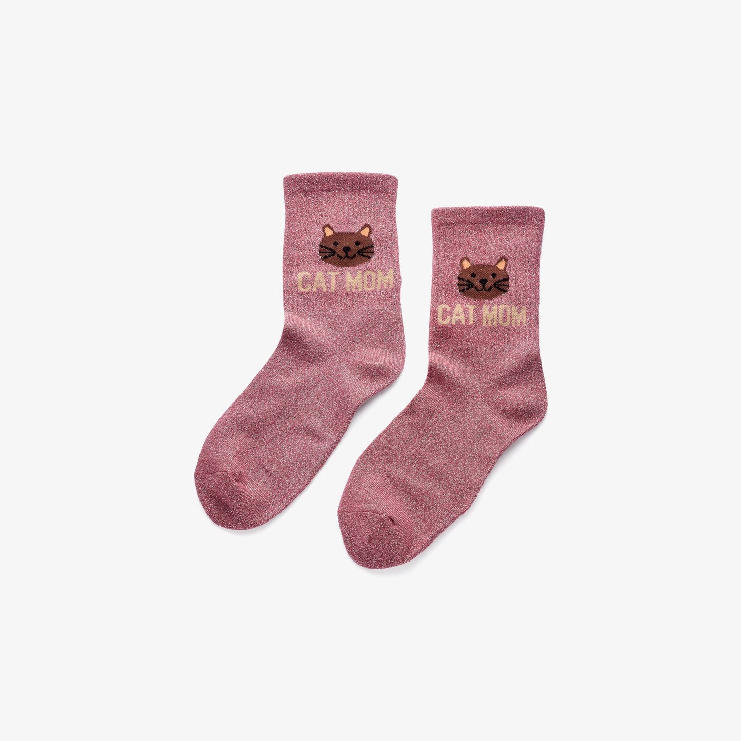 Glitzer-Socken „Cat Mom“ Rosa mit Katzenmotiv Socken Biba