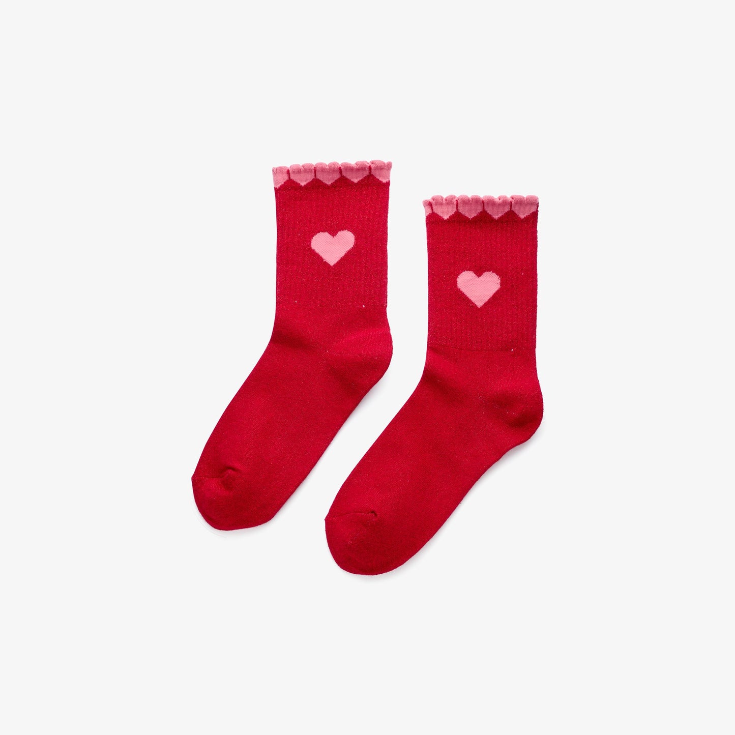 Glitzer-Socken mit Herzdetail in Rot & Rosa