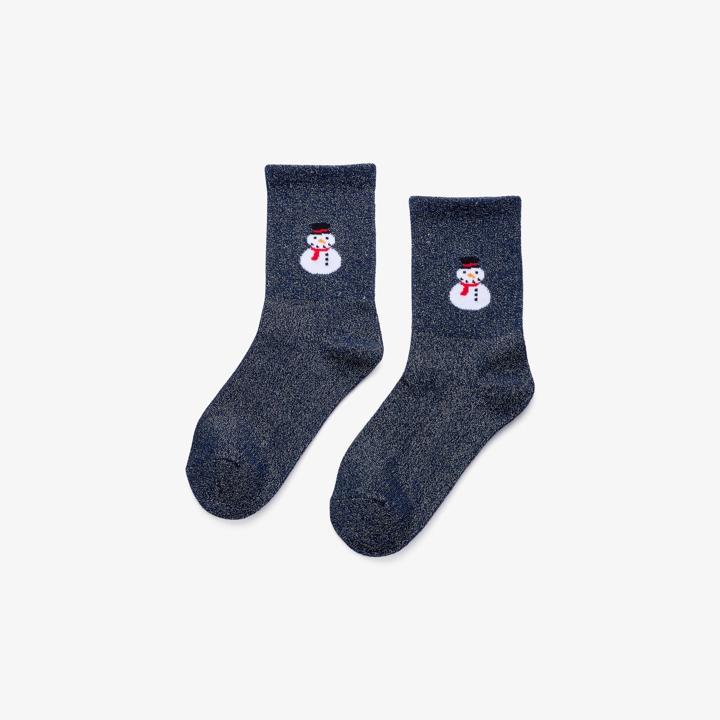 Socken Dunkelblau mit Schneemann – winterliche Glitzer-Socken