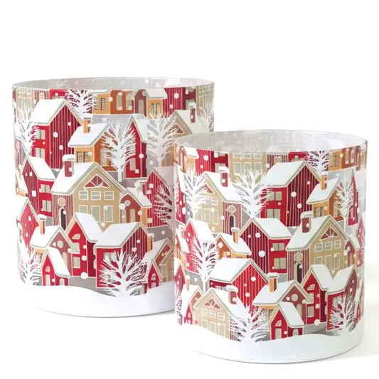 Windlicht „Winterdorf“ – Klein (Ø 10 cm, Höhe 12 cm) Windlicht Kaheku