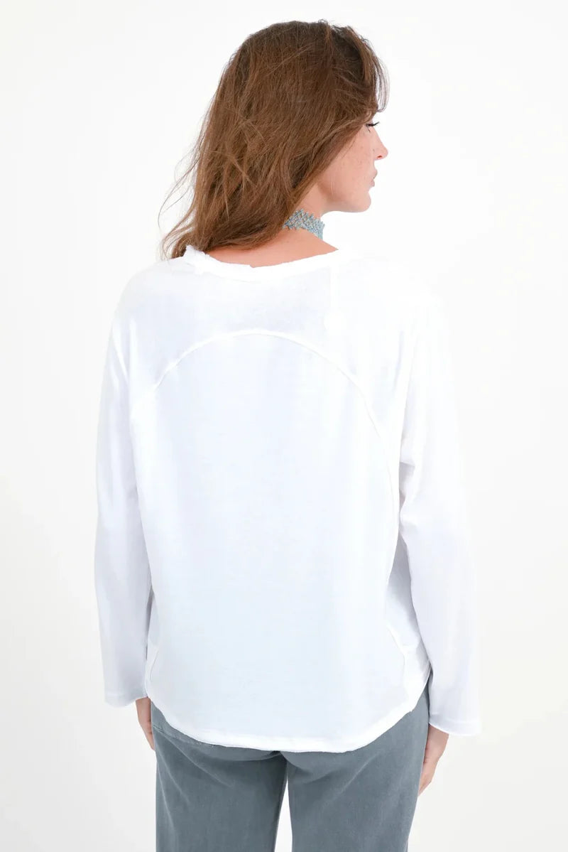 Langarmshirt „Maybell“ – Modernes Longsleeve mit Blusen-Detail (XS) Shirt Love Joy Victory