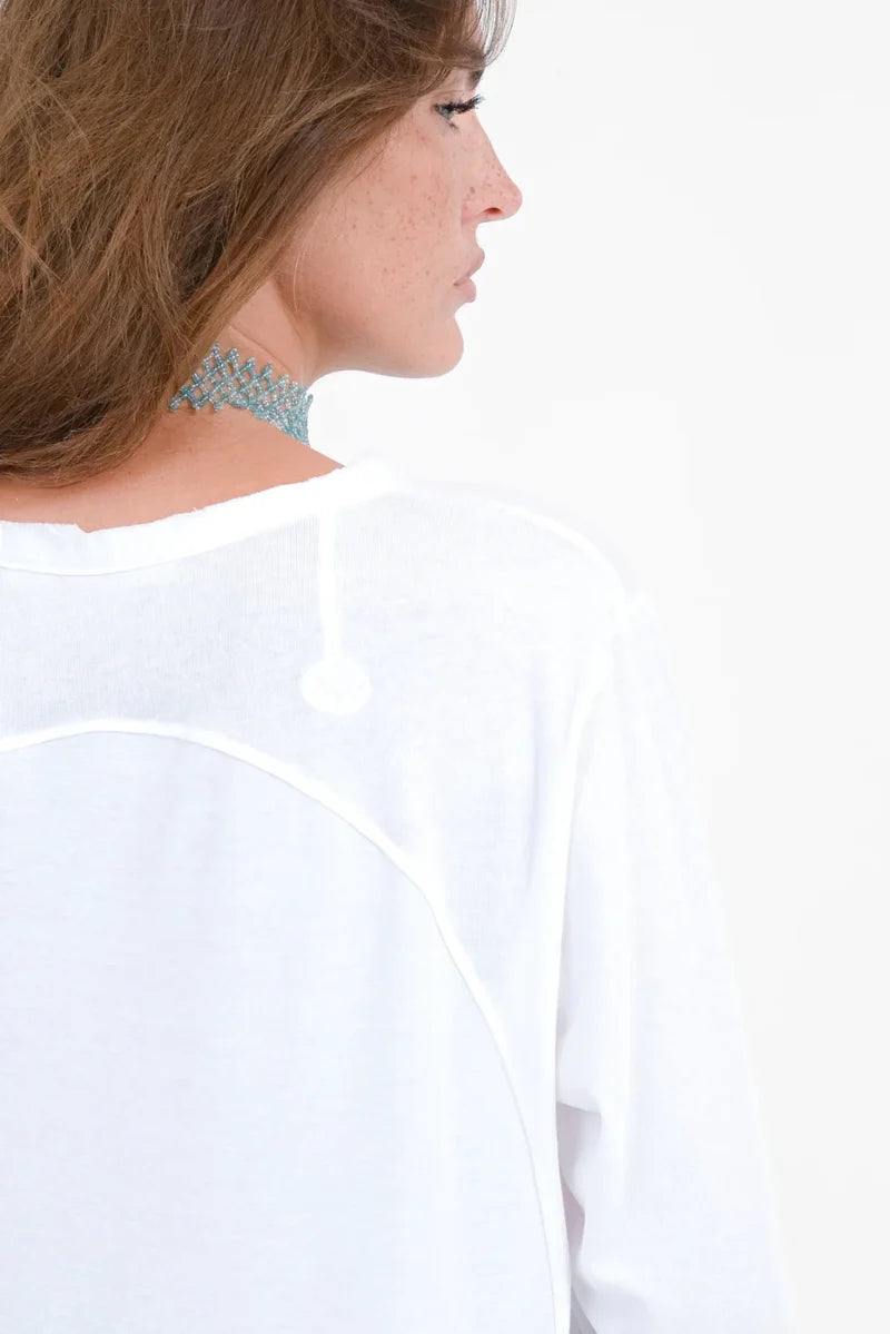 Langarmshirt „Maybell“ – Modernes Longsleeve mit Blusen-Detail (XS) Shirt Love Joy Victory