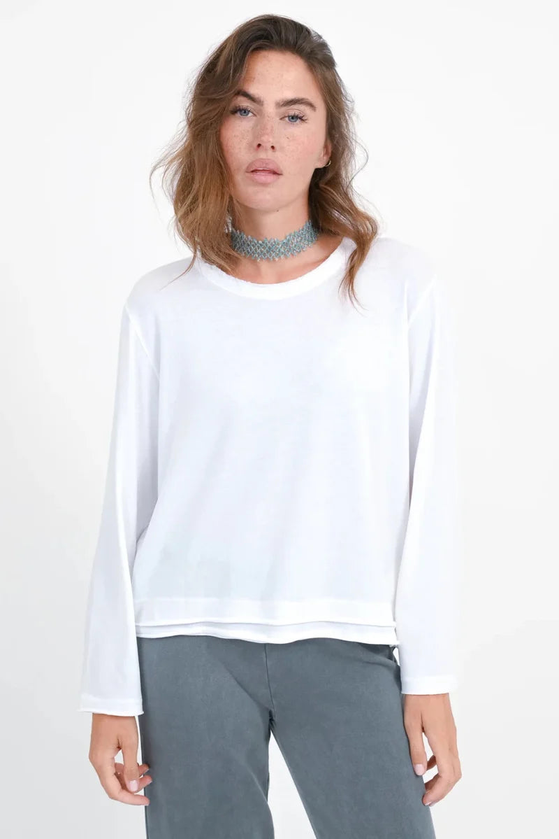 Langarmshirt „Maybell“ – Modernes Longsleeve mit Blusen-Detail (XS) Shirt Love Joy Victory