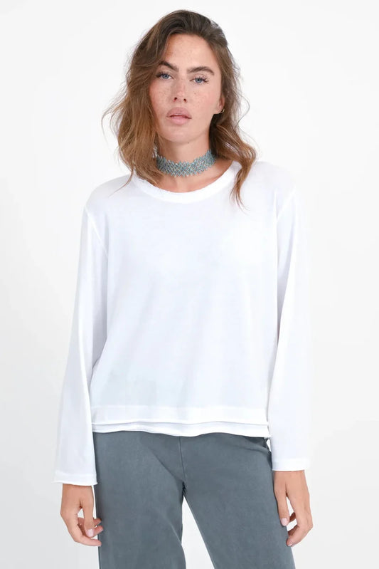 Langarmshirt „Maybell“ – Modernes Longsleeve mit Blusen-Detail (XS) Shirt Love Joy Victory