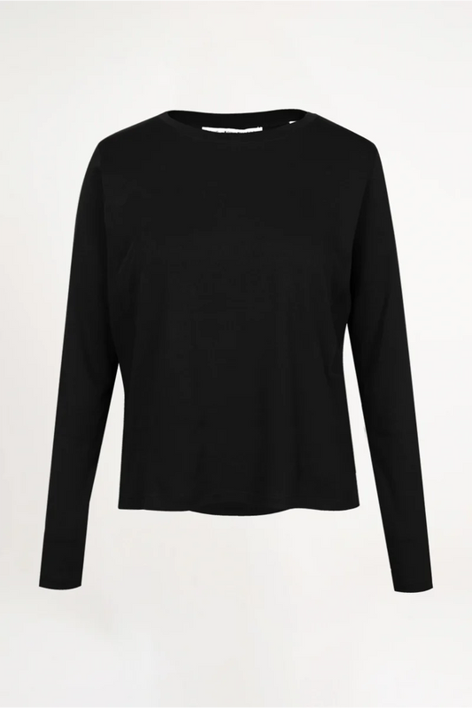 Langarmshirt „Tenja“ aus 100 % Bio-Baumwolle – Schwarz (Größe L)