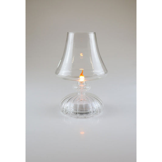 LED Lampe mit Flamme – klares Glas, 21 × 14 cm