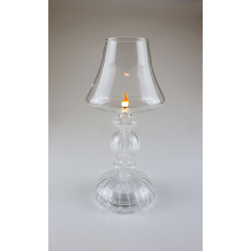 LED Lampe mit Flamme – klares Glas, 30 × 14 cm