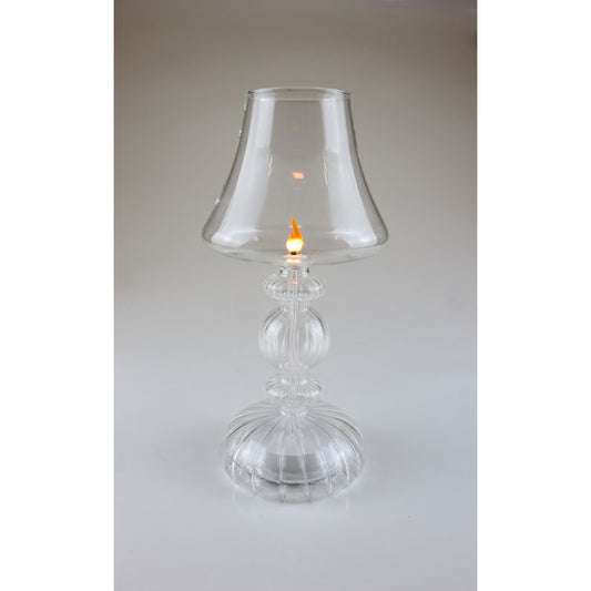 LED Lampe mit Flamme – klares Glas, 30 × 14 cm