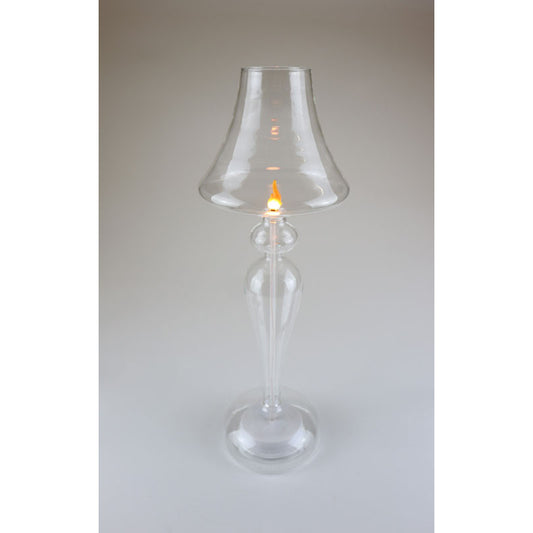 LED Lampe mit Flamme – klares Glas, 42 × 14 cm